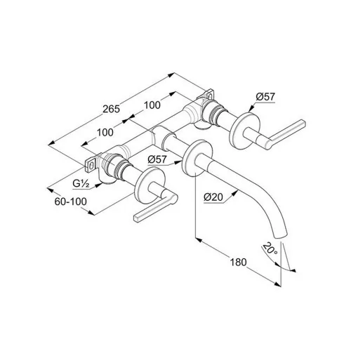 KLUDI-NOVA FONTE Puristic fali mosdócsap 180 mm