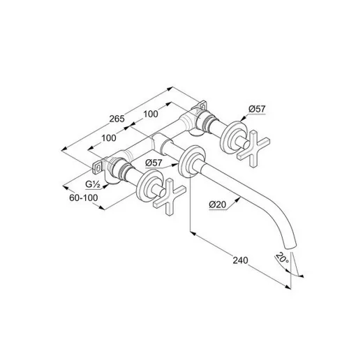 KLUDI-NOVA FONTE Classic fali mosdócsap 240 mm