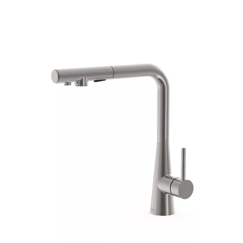 Tres DUAL-SOURCE mosogatócsap kihúzható fejjel, INOX, kétfunkciós
