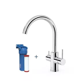   Tres DUAL-SOURCE mosogató csaptelep kétfunkciós KRÓM + víztisztító filter