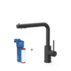   Tres DUAL-SOURCE mosogató csaptelep kétfunkciós MATT FEKETE + víztisztító filter