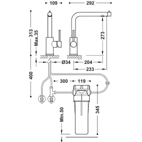   Tres DUAL-SOURCE mosogató csaptelep kétfunkciós KRÓM + víztisztító filter