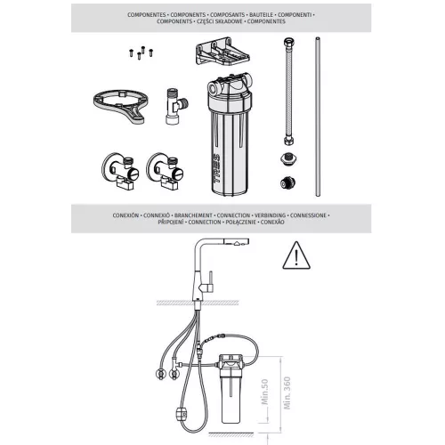 Tres DUAL-SOURCE mosogatócsap kihúzható fejjel, INOX, kétfunkciós, vízszűrővel