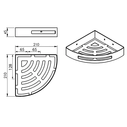 Sapho GEDY SMART sarokpolc zuhanyzóba, 210x210/45mm, INOX (2479)