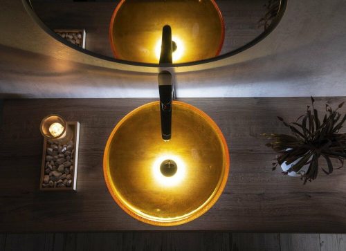 Sapho Beuty Sun üvegmosdó ráépíthető mézszínű 42cm átmérőjű 2501-03