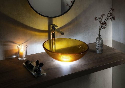 Sapho Beuty Sun üvegmosdó ráépíthető mézszínű 42cm átmérőjű 2501-03