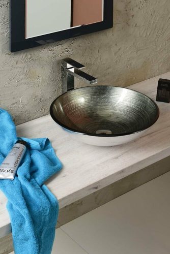 Sapho Beauty Damar üvegmosdó ráépíthető ezüstszürke 42cm átmérőjű 2501-20