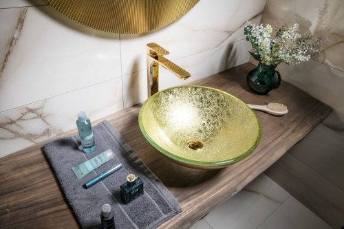 Sapho Beuty Shay üvegmosdó ráépíthető aranyszínű 42cm átmérőjű 2501-22