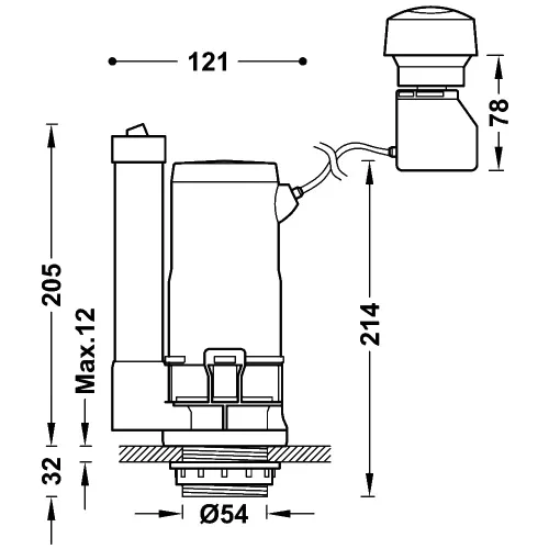 Tres WC öblítőszelep MB tartályhoz dupla gombos 25477009