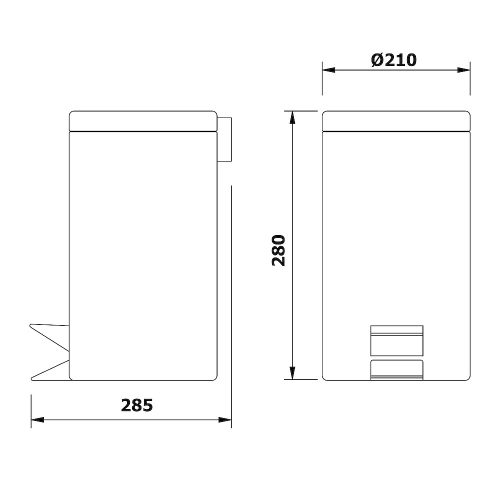 Aqualine-Sapho SIMPLE LINE szemeteskuka D205x280mm 5l, fényes inox (27105)