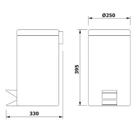   Aqualine-Sapho SIMPLE LINE szemeteskuka D250x400mm 12l, fényes inox (27112)
