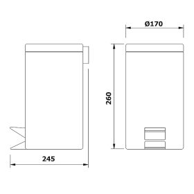   Aqualine-Sapho SIMPLE LINE szemeteskuka D168x240mm 3l, fehér (28103)