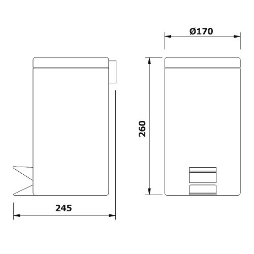 Aqualine-Sapho SIMPLE LINE szemeteskuka D168x240mm 3l, fehér (28103)