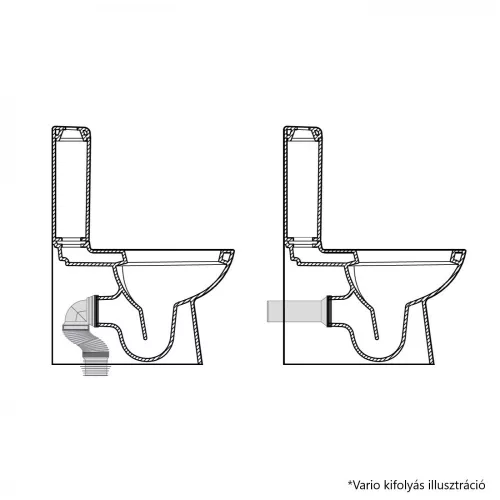 CeraStyle NOURA monoblokk WC - BEÉPÍTETT bidé funkcióval - WC tartállyal - falra záródó