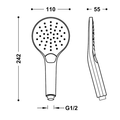 Tres ECO-DROP kézizuhany 3-állású d110mm, Rozsdamantes ACÉL szín (29963112AC)