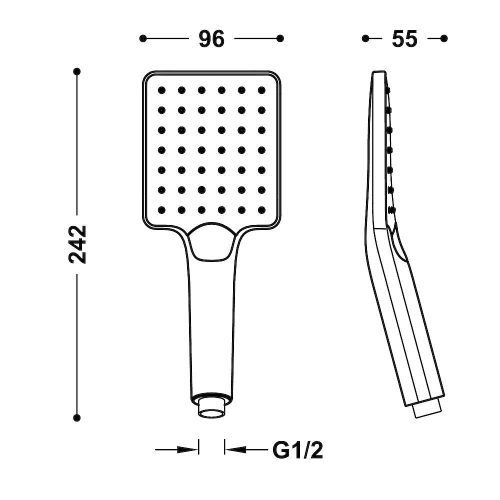Tres ECO-DROP kézizuhany szögletes 96x110mm, 3-állású, MATT ARANY (29963113OM)