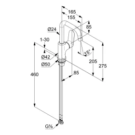 KLUDI-X1 mosdócsap oldalkaros, leeresztő nélkül, fekete