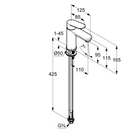 KLUDI-X1 mosdócsap 100 leeresztő nélkül, króm