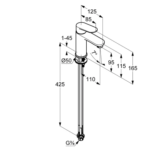 KLUDI-X1 mosdócsap 100 leeresztő nélkül, króm