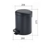 Sapho POTTY szemetes, Soft Close, 5 liter, matt fekete (330914)
