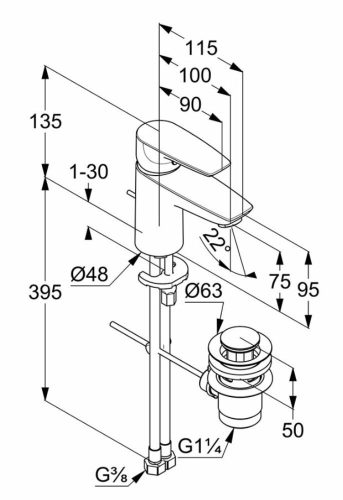 KLUDI-PURE&SOLID mosdócsap 75