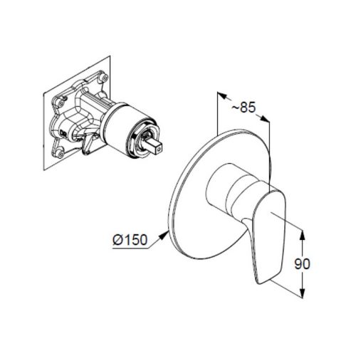 KLUDI-PURE&SOLID falsík alatti zuhanycsap