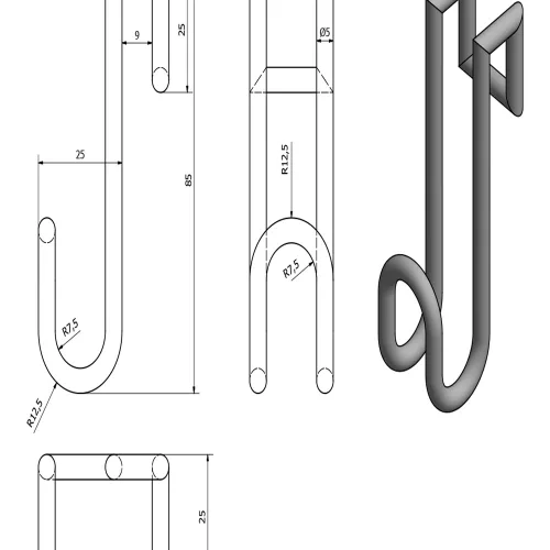 Aqualine-Sapho KRÓM LINE fogas, akasztó zuhanykabinra 8,5cm króm (37020)