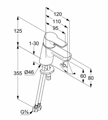 KLUDI-PURE&EASY mosdócsap 60 leeresztő nélkül, króm