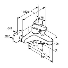   KLUDI-D-VISE kádtöltő- és zuhanycsap, zuhanyszett nélkül, króm