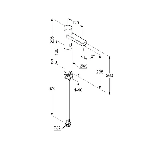 KLUDI-ZENTA elektronikus mosdócsap mosdótálhoz 230, elemes