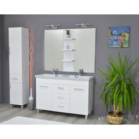   TMP FLAT 120 lábon álló fürdőszobabútor Sanovit Isik 4120 dupla porcelán mosdókagylóval 120 cm