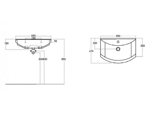 TMP ZX 65 - SONOMA - lábon álló fürdőszobabútor Sanovit Zenon 6065 porcelán mosdókagylóval 65 cm