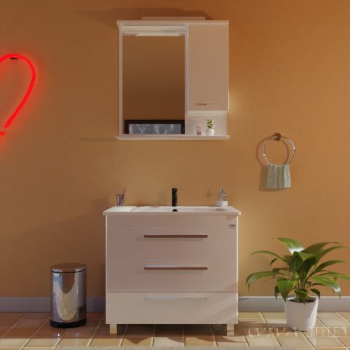 TMP TRIO 80 lábon álló fürdőszobabútor Sanovit Luxury 11080 porcelán mosdókagylóval 80 cm