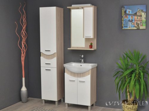 TMP ZX 55 - SONOMA - lábon álló fürdőszobabútor Sanovit Zenon 6055 porcelán mosdókagylóval 55 cm