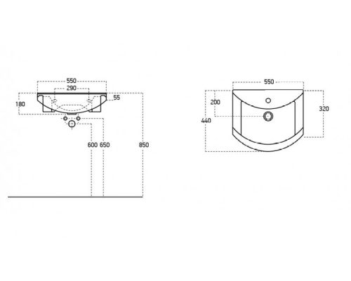TMP ZX 55 - SONOMA - lábon álló fürdőszobabútor Sanovit Zenon 6055 porcelán mosdókagylóval 55 cm