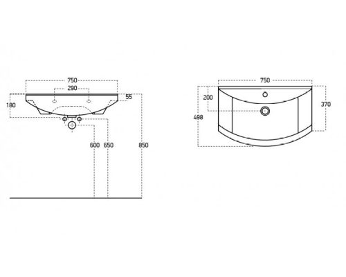 TMP ZX 75 - SONOMA - lábon álló fürdőszobabútor Sanovit Zenon 6075 porcelán mosdókagylóval 75 cm