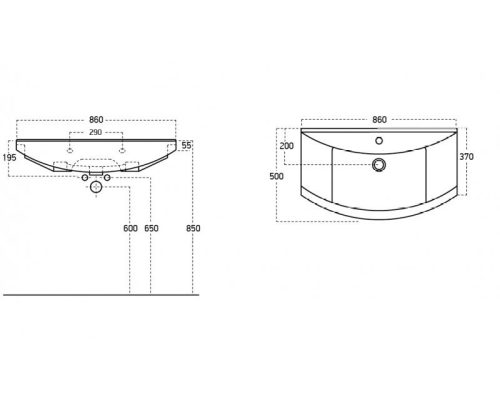 TMP ZX 85 - SONOMA - lábon álló fürdőszobabútor Sanovit Zenon 6085 porcelán mosdókagylóval 85 cm