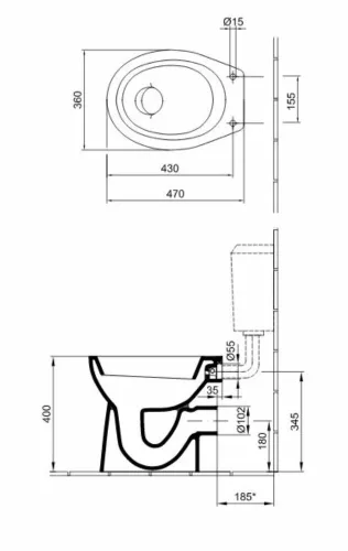 Alföldi BÁZIS WC laposöblítésű, hátsó kifolyású (4030 00 01)