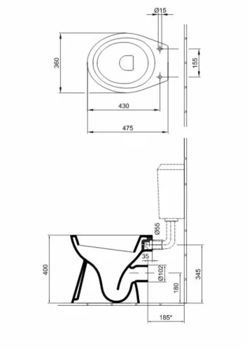 Alföldi BÁZIS WC mélyöblítésű, hátsó kifolyású (4031 00 01)