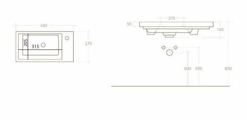 Aqualine ZORAN kerámia mosdó 45x5x27,5 cm 4045
