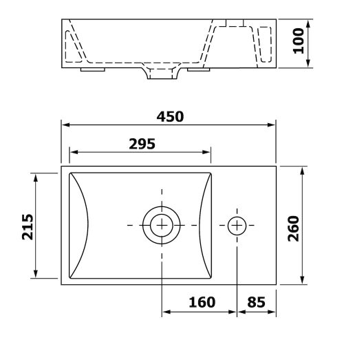 Sapho MINOS kerámiamosdó, jobbos, 45x26cm (4057)