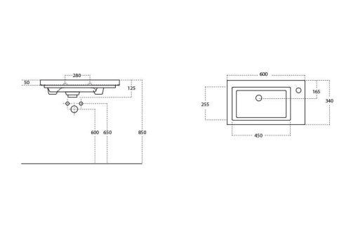 Sanovit ISIK porcelán mosdókagyló - jobb csaplyukas - 60 x 34 cm