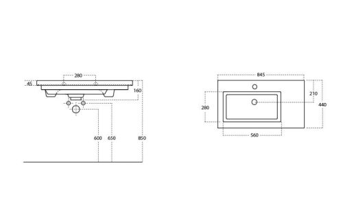 Sanovit ISIK porcelán mosdókagyló 85 x 44 cm