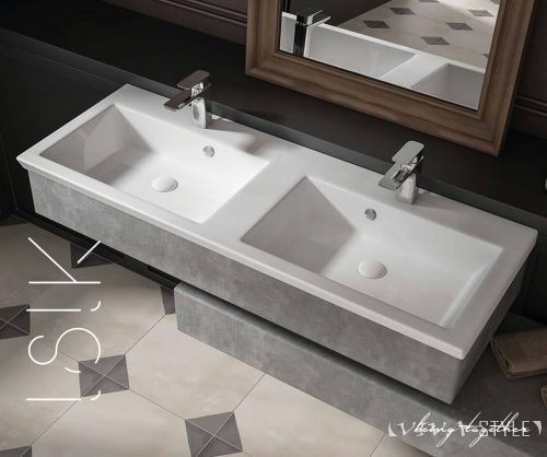 Sanovit ISIK porcelán mosdókagyló - dupla - 120 x 44 cm