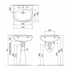 Alföldi BÁZIS mosdó 57x47cm (4163 01 01)