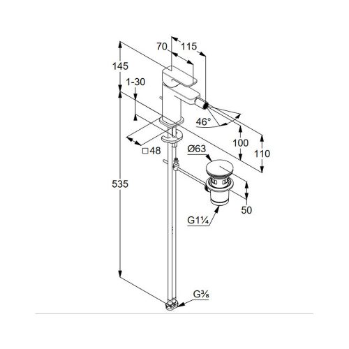 KLUDI-RENON bidécsap lefolyógarnitúrával, MATT FEKETE