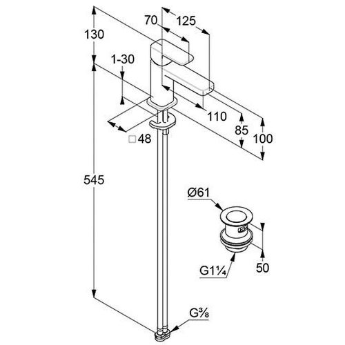 KLUDI-RENON mosdócsap 85 leeresztő szeleppel, BRONZE szálcsiszolt bronz