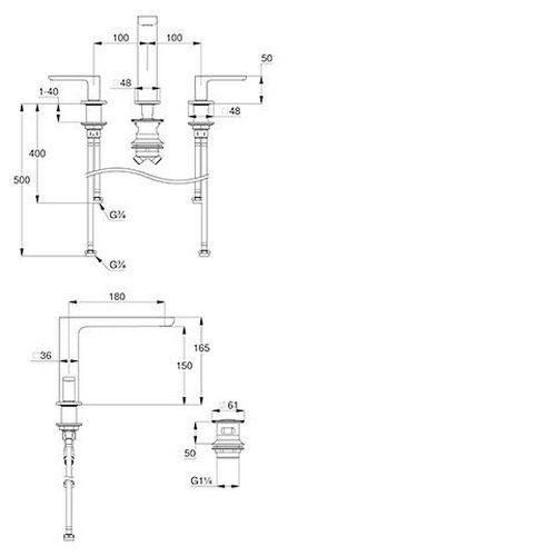 KLUDI-RENON 3-lyukas mosdócsap leeresztő szeleppel, BRONZE szálcsiszolt bronz