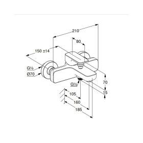   KLUDI-RENON kád/zuhanycsap, zuhanyszett nélkül, MATT FEKETE