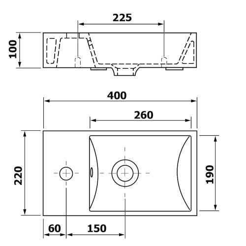 Sapho MINOS kerámiamosdó, balos, 40x22cm (4759)